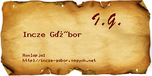 Incze Gábor névjegykártya